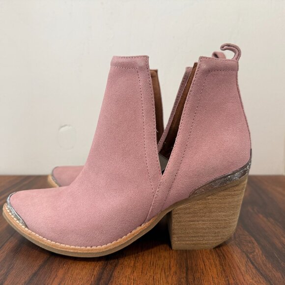 NWB Jeffrey Campbell Cromwell Suede Ankle Boots Pink Size 7 - Picture 6 of 7